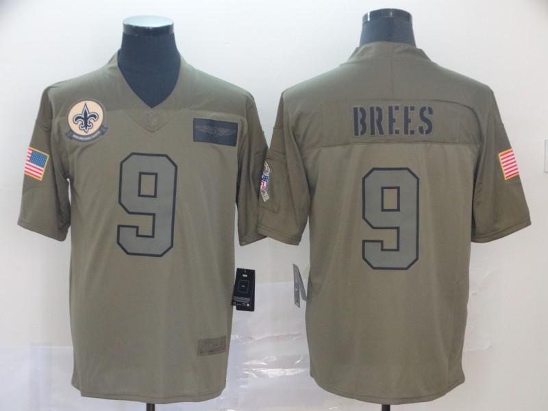 Men's New Orleans Saints Drew Brees #9 Brown Alternate Jersey